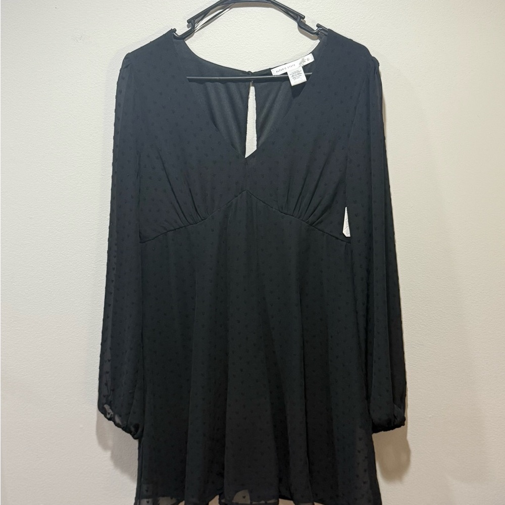 Altar'd State Black Ruched Babydoll Dress